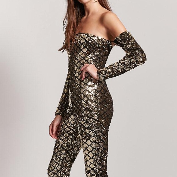 Forever 21 Velvet Geo Mermaid Jumpsuit ♠️ - Picture 6 of 12